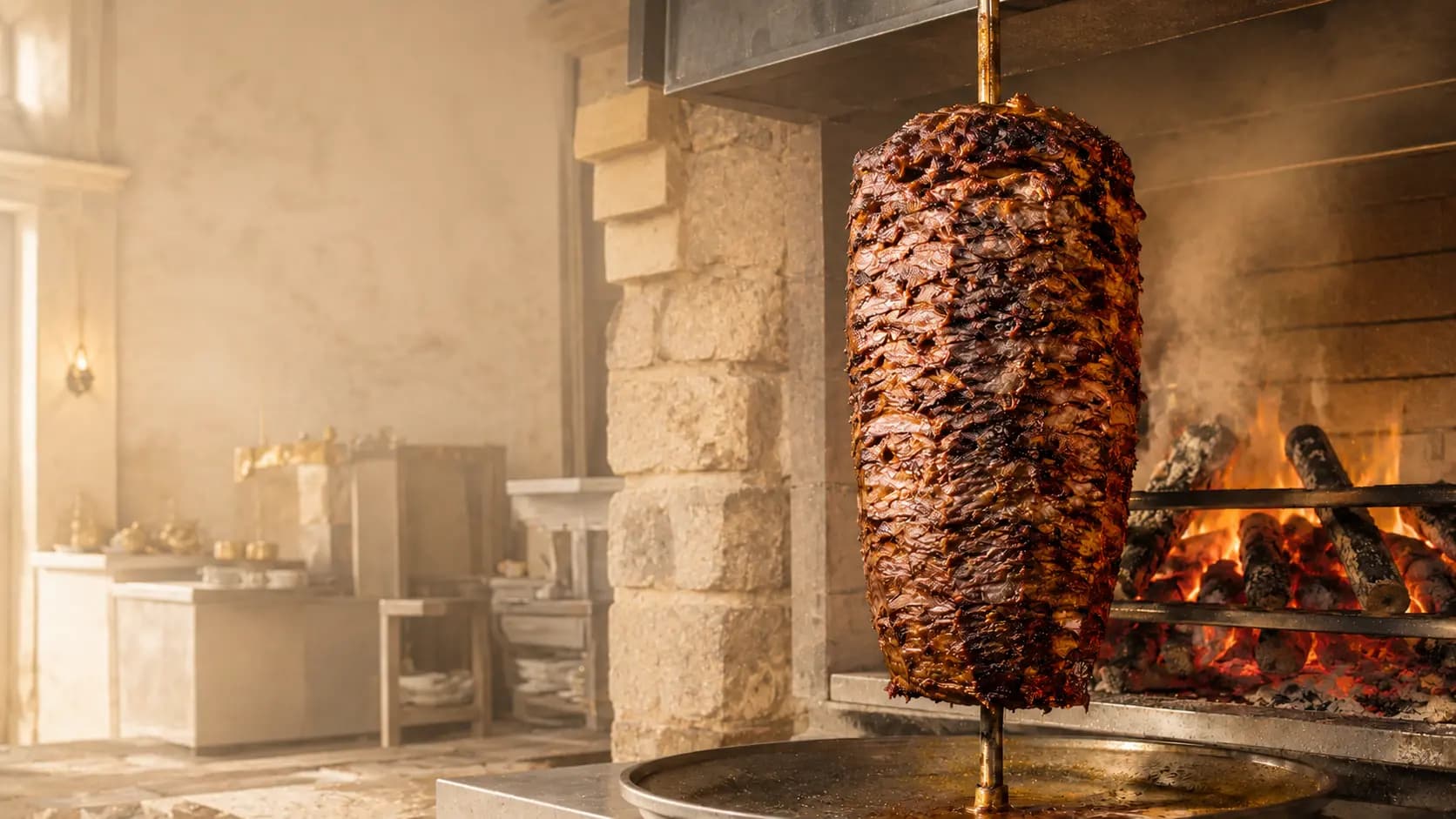 Odun ateşinin önünde pişen BÇ Döner